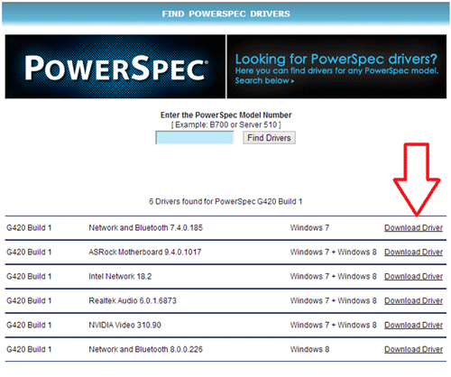 PowerSpec Drivers Search, Locate Driver